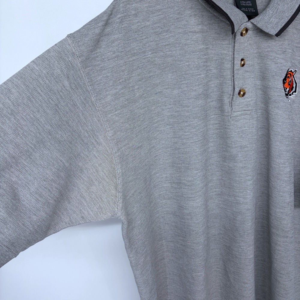 Pro Edge Cincinnati Bengals Polo Shirt XL Men's Gray Embroidered NFL Ringer - Picture 8 of 9